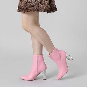 Glitter Heel Fashion Sparkly Ankle Boots